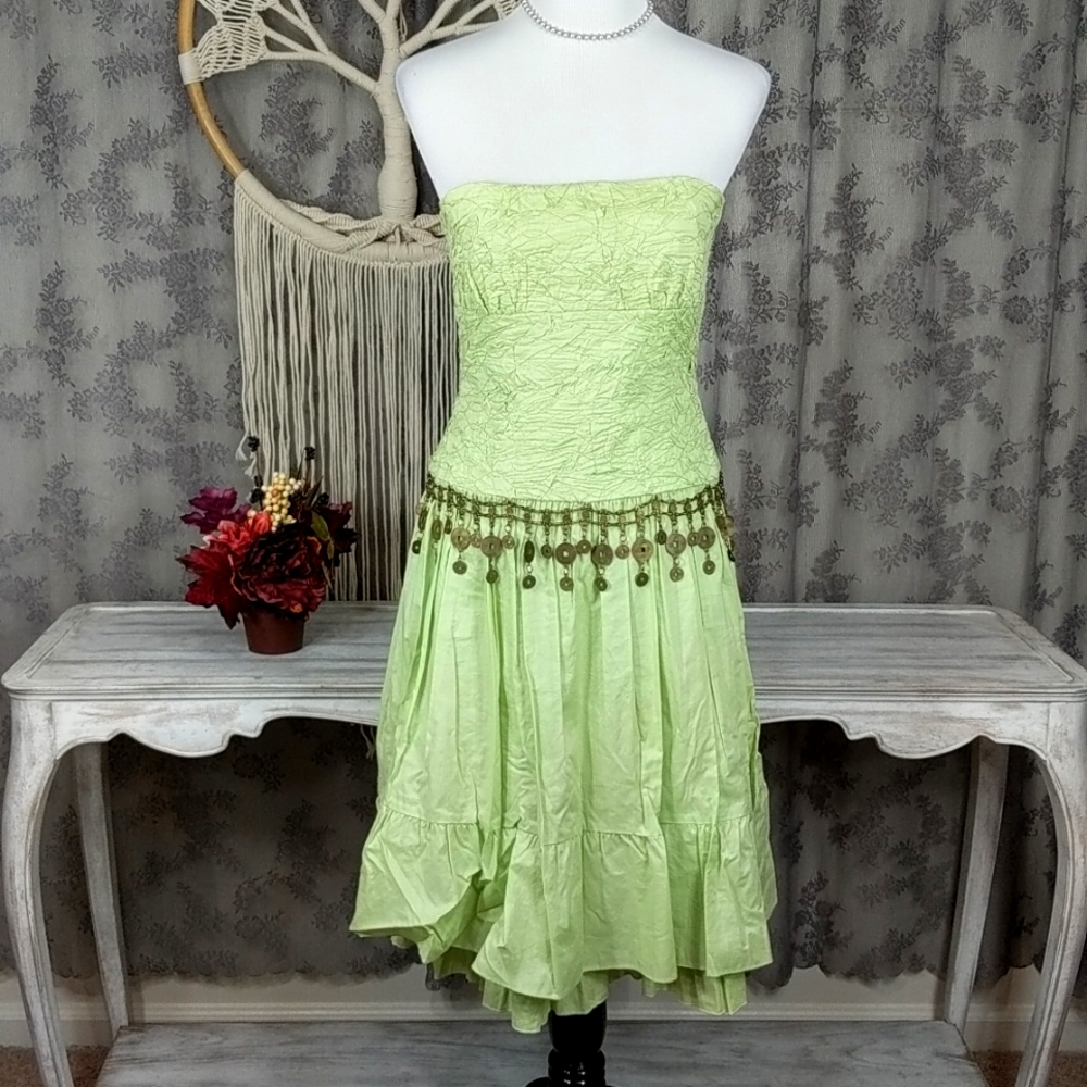 Laundry By Shelli Segal boho fairy coin belt dress